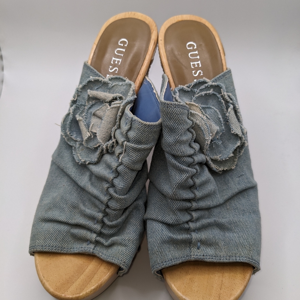 Guess Denim Floral Sandals SIZE 9